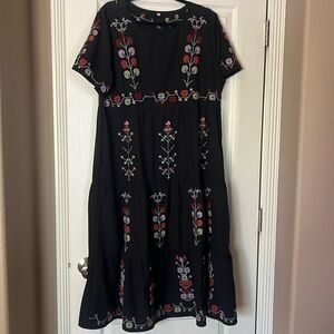 SHEIN folk t-shirt tiered midi dress; size XL